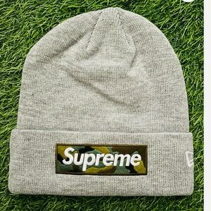 Supreme New Era Box Logo Beanie FW23  Heather Grey/Camo New with Tags